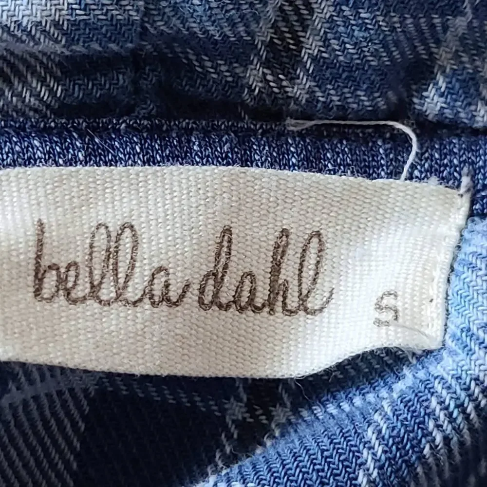 BELLA DAHL Taylor Lace-Up Raw Hem Hoodie Top Blue B9336-590 Women's Size Small - Picture 6 of 9